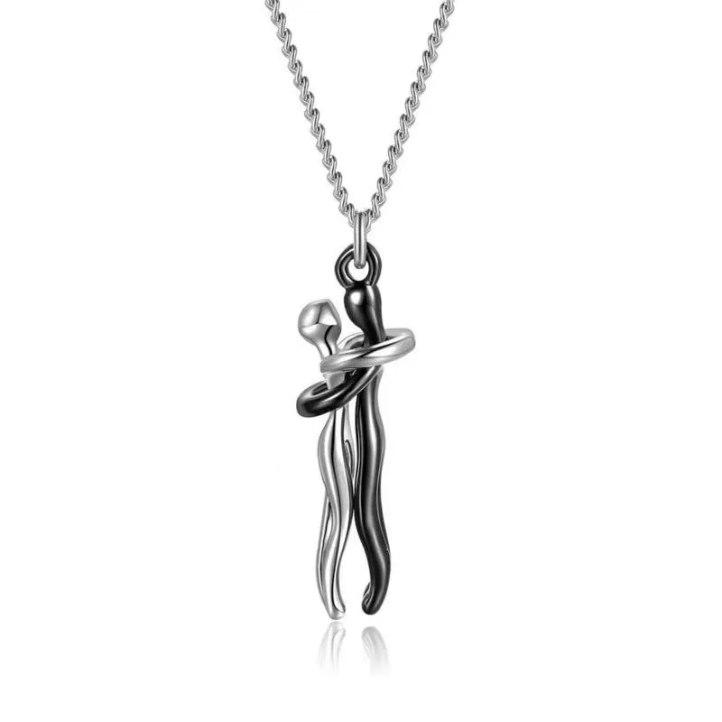 Hip Hop Enbrace Couple Pendant For Women Men Punk Lovers Hug Necklace Promise Jewelry Party Gifts New Fashion