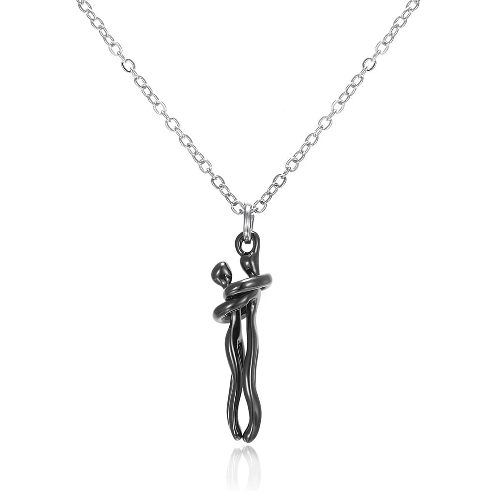 Hip Hop Enbrace Couple Pendant For Women Men Punk Lovers Hug Necklace Promise Jewelry Party Gifts New Fashion