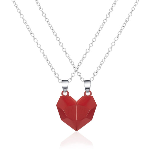 Good Simple Quality Couple Pendant Necklace Electrocardiogram,Magnetic Heart,Pendant Splicing Necklace Valentine's Day Gift
