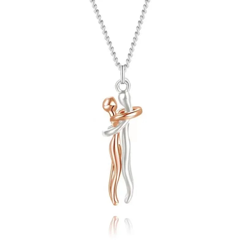 Hip Hop Enbrace Couple Pendant For Women Men Punk Lovers Hug Necklace Promise Jewelry Party Gifts New Fashion